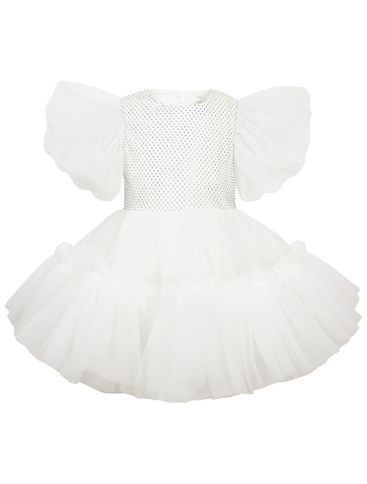 Белое платье с воздушной юбкой