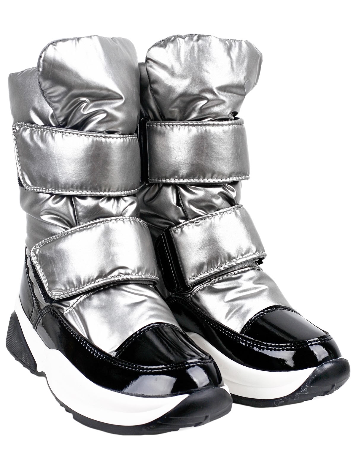 Серебристые дутики с шерстяной подкладкой