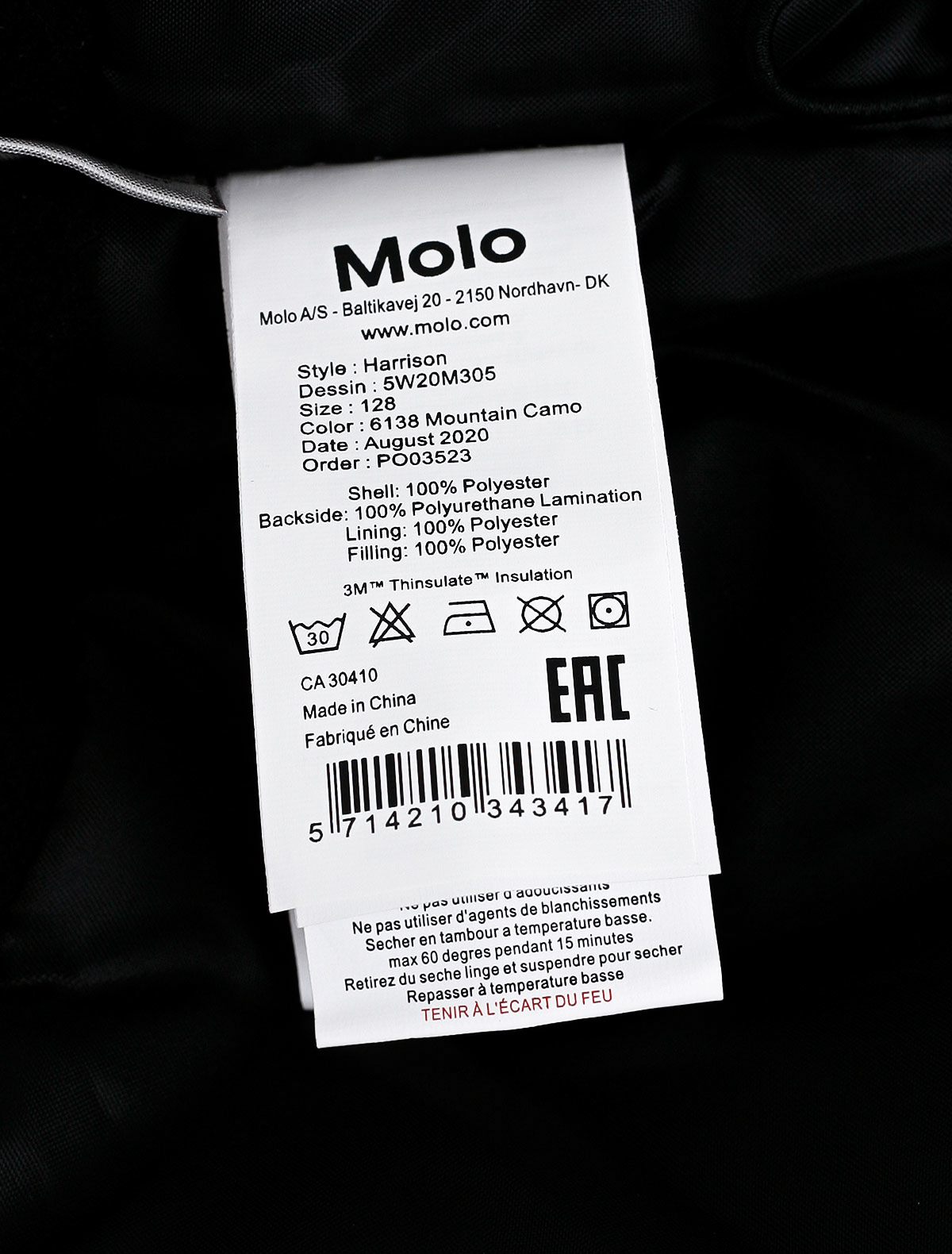Куртка MOLO 2245424, цвет черный, размер 13 1074519085291 - фото 3