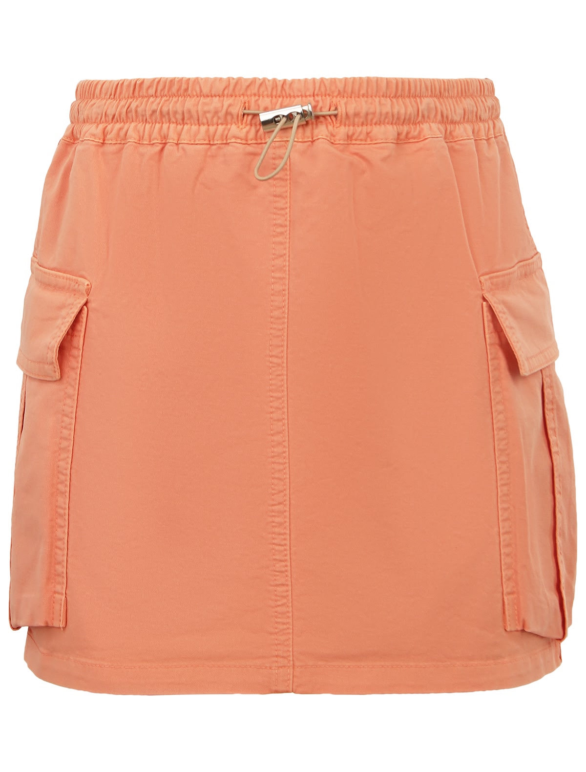 Персиковая юбка с накладными карманами