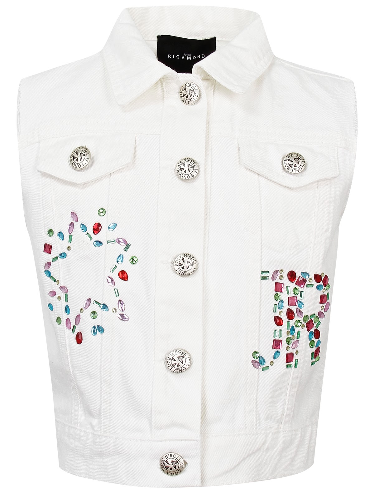 Белый джинсовый жакет с декором