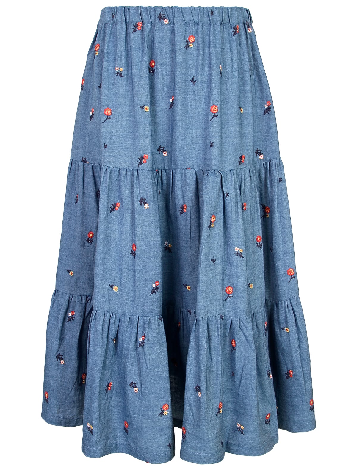 Юбка из денима с цветочным узором