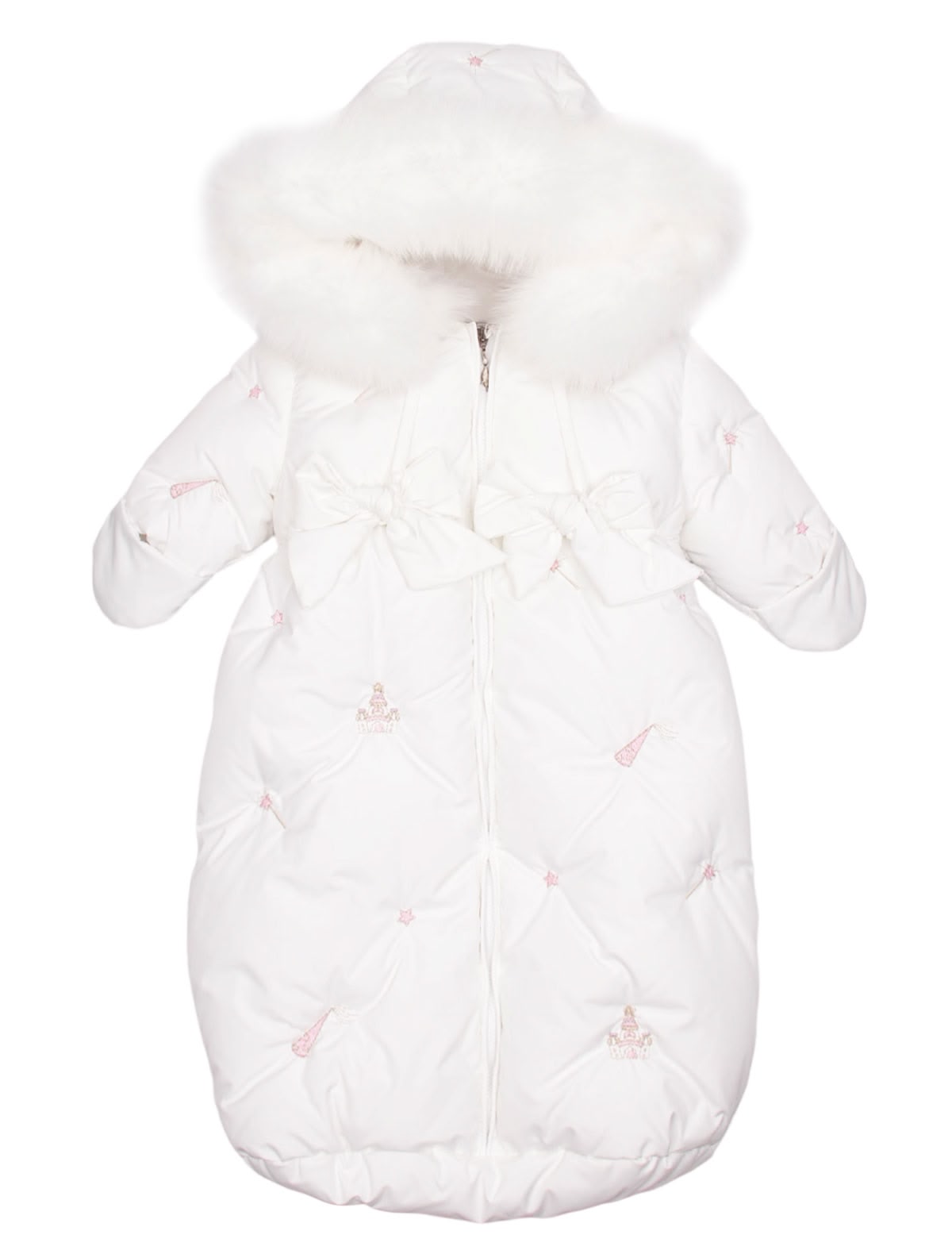 Белый конверт с отделкой из меха