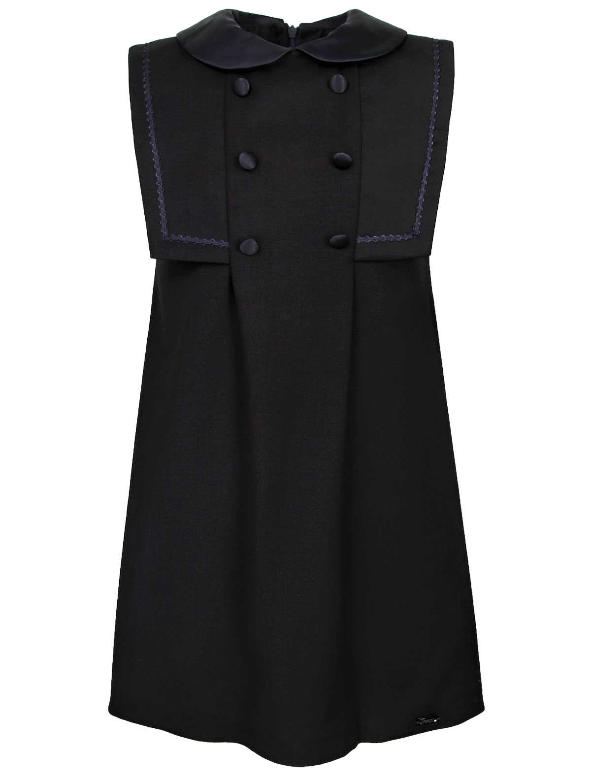 Синий сарафан с декоративными пуговицами