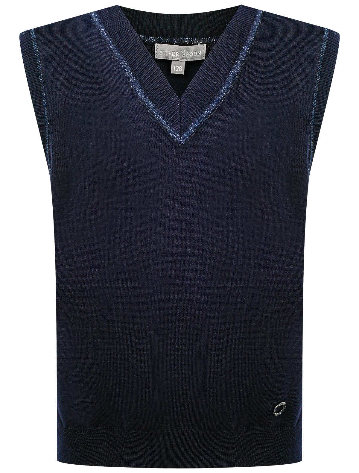 Синий вязаный жилет