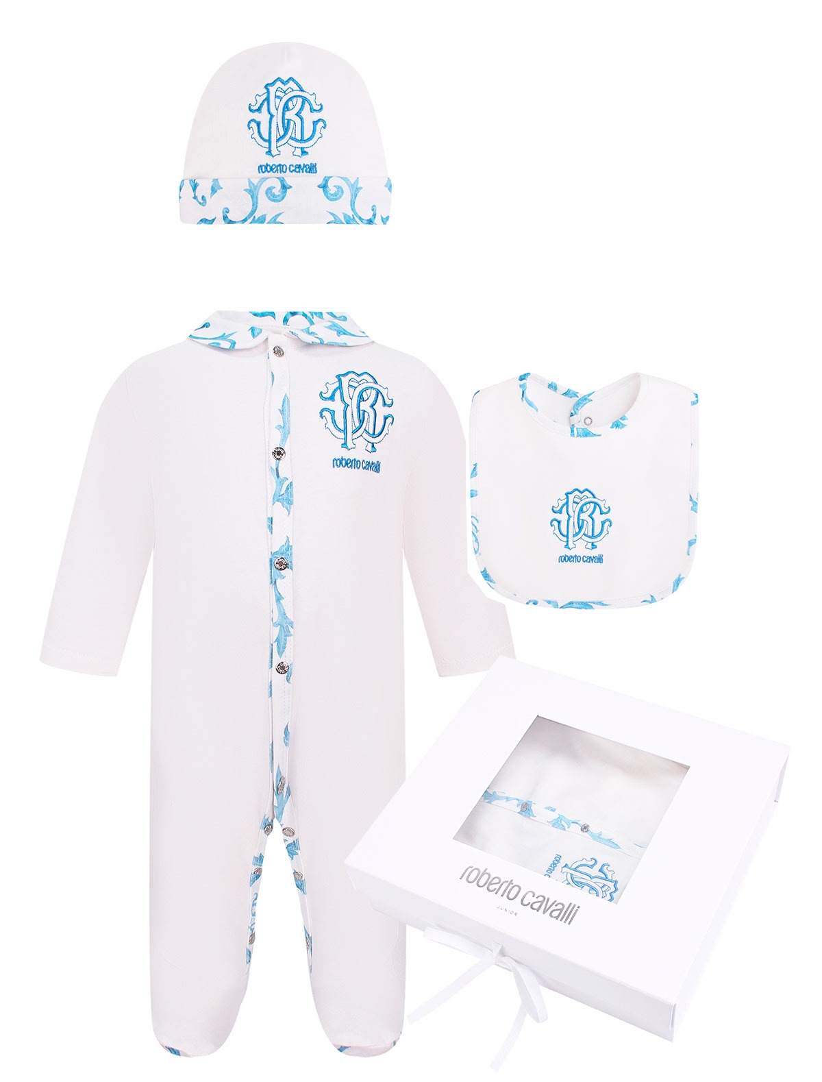 Комплект из комбинезона, слюнявчика и шапочки