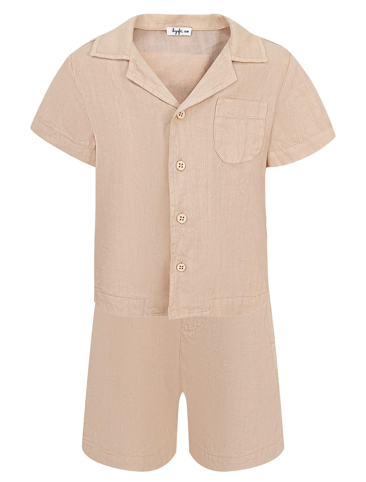 Льняной комплект из шорт и рубашки