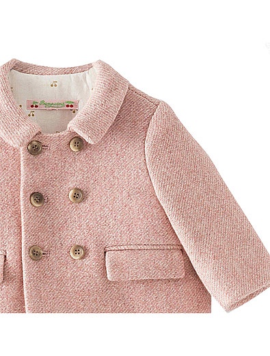 Пальто розовое двубортное Bonpoint - 1124509183350 - Фото 4