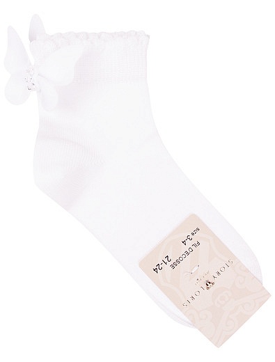 Носки белого цвета из хлопка с эластаном Story Loris - 1534509070930 - Фото 1