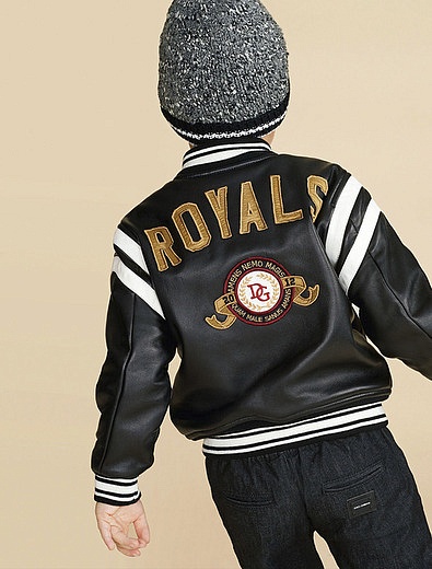 Куртка кожаная с нашивками логотипа Dolce & Gabbana - 1071118881033 - Фото 2