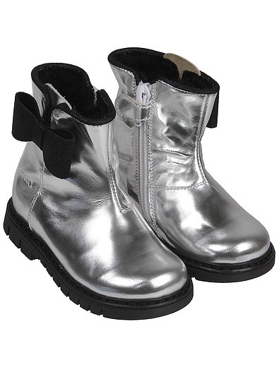Серебряные ботинки с бантиками Simonetta - 2034209981257 - Фото 1