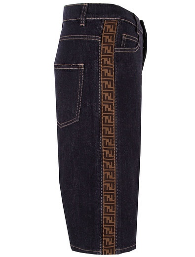 Джинсовые шорты с логотипом на лампасах Fendi - 1411419070215 - Фото 2
