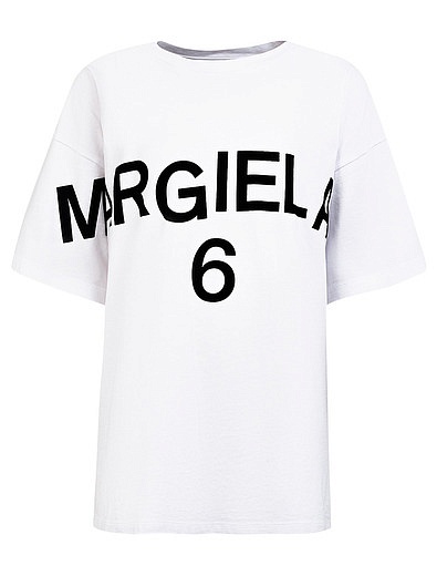 белая Футболка оверсайз с логотипом MM6 Maison Margiela - 1134529270473 - Фото 1