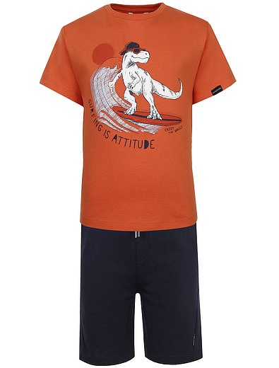 Комплект из шорт и футболки с динозавром на серфе Mayoral - 3024519372417 - Фото 1