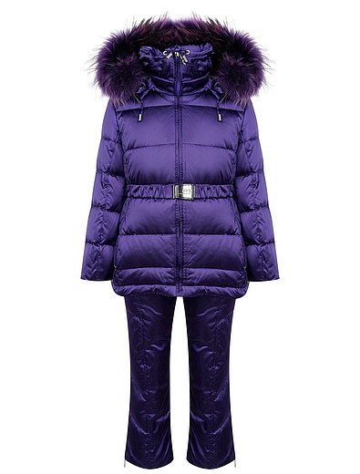 Фиолетовый утепленный комплект из куртки и полукомбинезона Manudieci - 6123309981000 - Фото 1