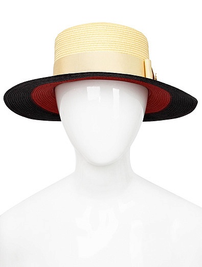 Шляпа с эффектом соломы с украшением пчела GUCCI - 1172109070044 - Фото 8