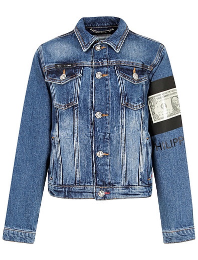 Джинсовая куртка с долларом на рукаве Philipp Plein - 1071419970160 - Фото 1