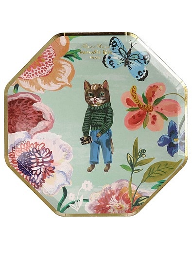 Набор одноразовых тарелок с кошками и цветами 8 шт. Meri Meri - 2294520170048 - Фото 2
