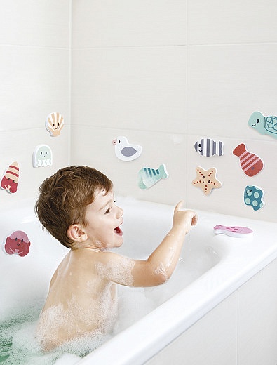 Развивающие игрушки наклейки  для ванной "Водный мир" Hape - 0664529270810 - Фото 2