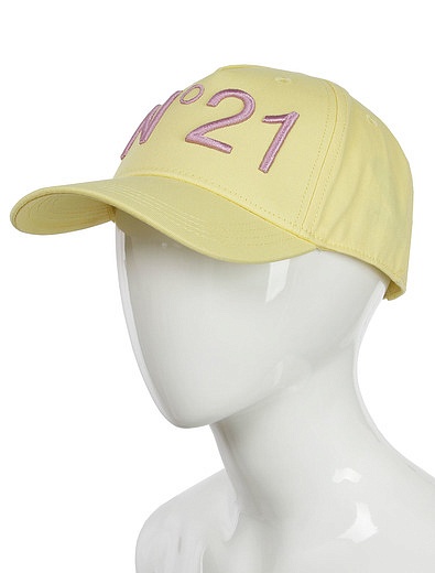 Нежно-желтая кепка с розовым логотипом №21 kids - 1184508370021 - Фото 3