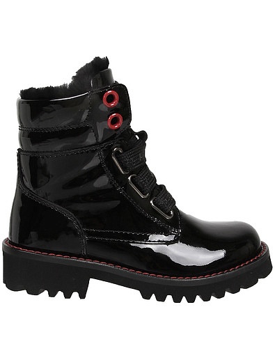 Черные лаковые ботинки с подкладкой из овчины Dolce & Gabbana - 2031109980472 - Фото 2