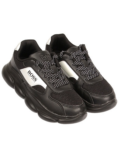 Черные кроссовки с логотипом HUGO BOSS - 2104519180494 - Фото 1