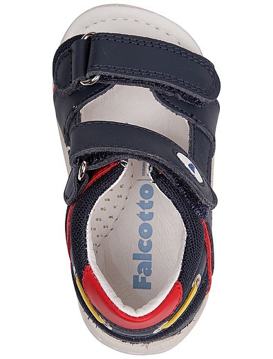 Синие кожаные сандалии на липучках Falcotto - 2074519270016 - Фото 4