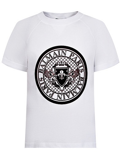Белая футболка с логотипом Balmain - 1134509081785 - Фото 1