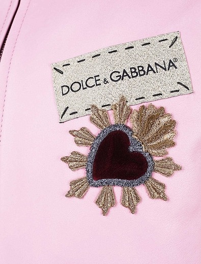 Куртка из натуральной кожи с вышивкой логотипа и сердцем Dolce & Gabbana - 1072608871121 - Фото 2