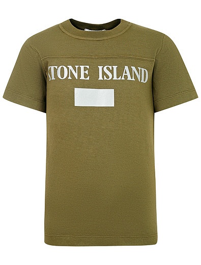 Хлопковая футболка цвета хаки Stone Island - 1132319980014 - Фото 1
