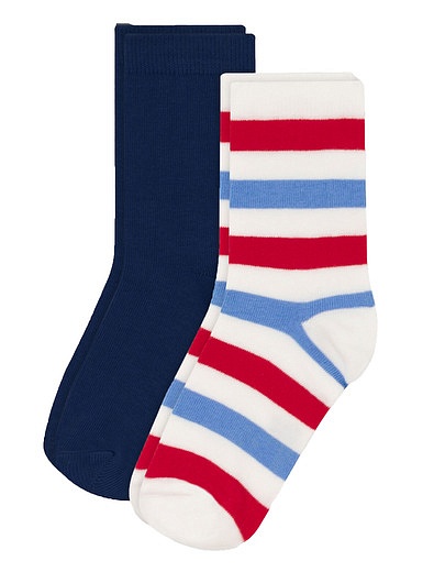 Комплект из 2х пар носков синие/полоска PETIT BATEAU - 1534519370181 - Фото 1