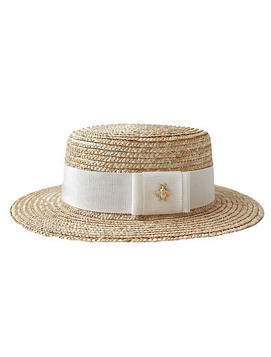 Соломенная шляпа-канотье с золотой пчёлкой SKAZKA LOVERS - 1174509270246 - Фото 1