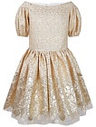 Платье золотистого цвета с объемными рукавами - 1054609181300