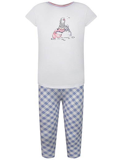 Хлопковая пижама с принтом «Русалка» Sanetta - 0214509171455 - Фото 1