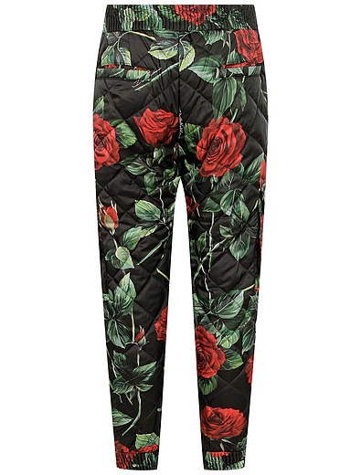 утепленные стеганые брюки с принтом розы Dolce & Gabbana - 1604509181292 - Фото 3