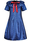 Мерцающее синее платье с алым бантом - 1054509285764