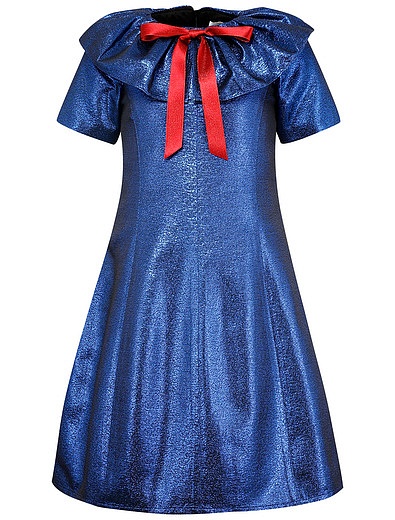 Мерцающее синее платье с алым бантом EIRENE - 1054509285764 - Фото 1