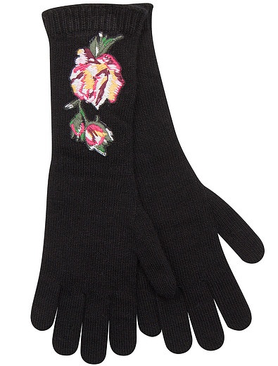 Перчатки из натуральной шерсти с цветочными аппликациями Dolce & Gabbana - 1191109780456 - Фото 1