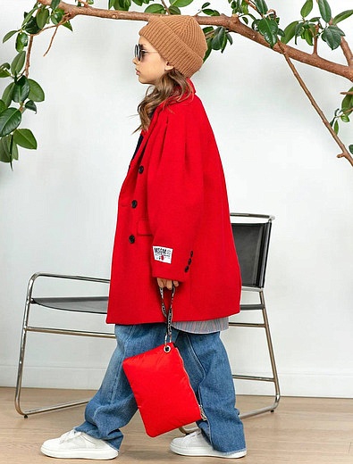 красное двубортное Пальто MSGM - 1124509281018 - Фото 4