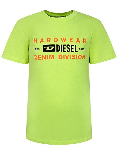 Желтая футболка из хлопка с текстовым пртинтом Diesel - 1134529171831 - Фото 1