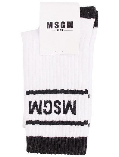 Белые носки с черным логотим MSGM - 1534529180084 - Фото 1