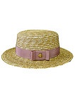 Соломенная шляпа-канотье с розовой лентой - 1174508270209