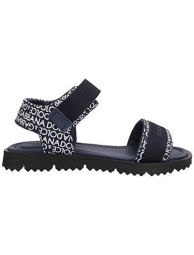 Кожаные сандалии с принтом логотипа Dolce & Gabbana - 2074519410108 - Фото 2