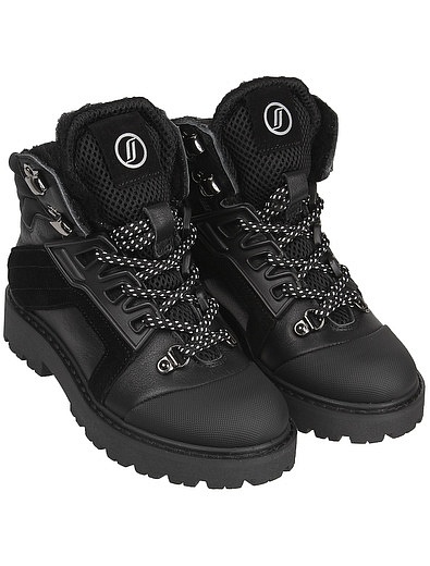 Черные ботинки-хайкеры из натуральной кожи JARRETT - 2031119980370 - Фото 1