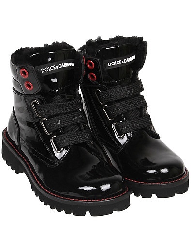 Черные лаковые ботинки с подкладкой из овчины Dolce & Gabbana - 2031109980472 - Фото 1
