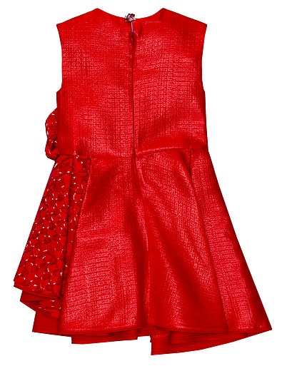 Красное ассемитричное платье с бантом Dior - 1051309580020 - Фото 3