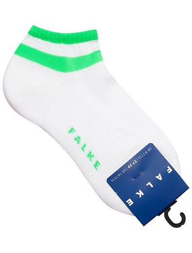 Белые короткие носки с зелеными полосками FALKE - 1534529170627 - Фото 1