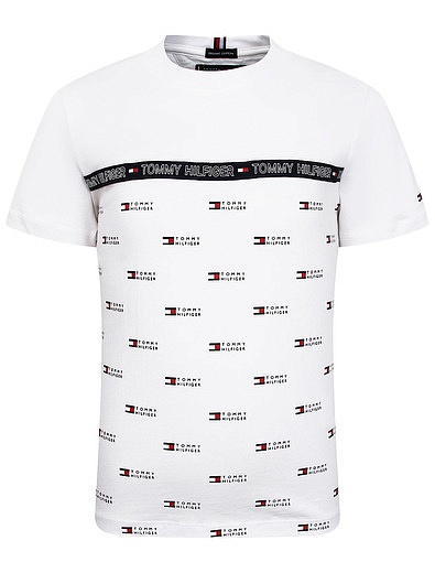 Хлоковая футболка с принтом в виде логотипа TOMMY HILFIGER - 1134529179912 - Фото 1