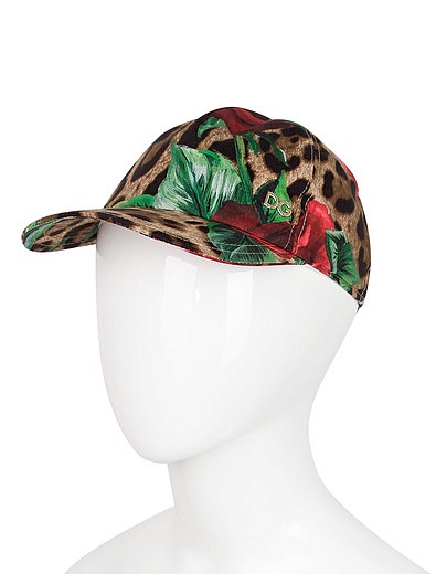 Леопардовая кепка с розами Dolce & Gabbana - 1187709970045 - Фото 2
