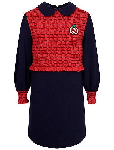 красно-синее платье с вышивкой логотипа GUCCI - 1054509086262 - Фото 1